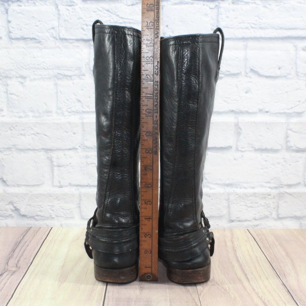 FRYE Maxine Trapunto Harness Brown Leather Motorcycle Boots Size 8 B - Picture 7 of 14